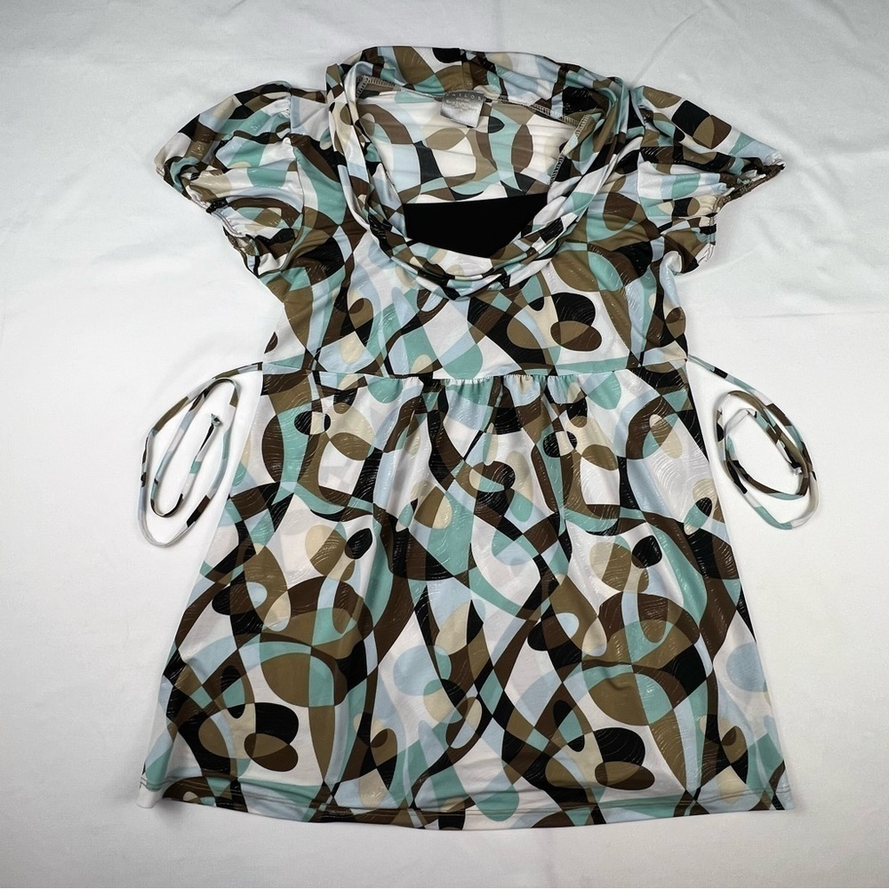 Tailor B Moss - Women’s Blouse - Medium - Green, Brown, Black - Vintage